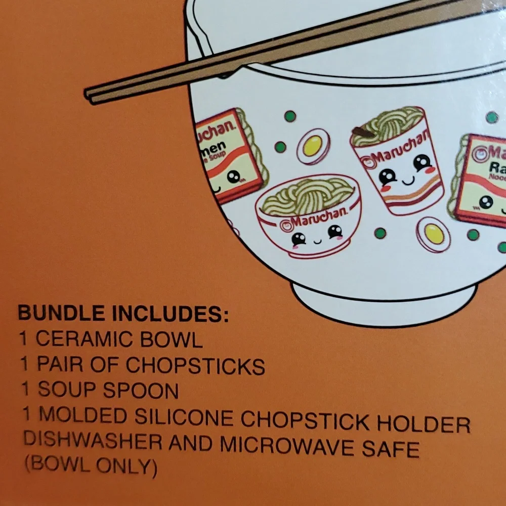 Maruchan Ramen Noodle Bowl with Chopsticks, Chopstick Holder & Soup Spoon NIB